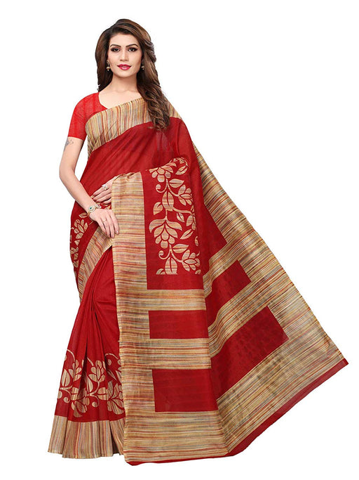 Maroon, Multi Color Bhagalpuri Silk Saree only in Bigswipe