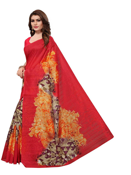 Maroon, Multi Color Bhagalpuri Silk Saree only in Bigswipe