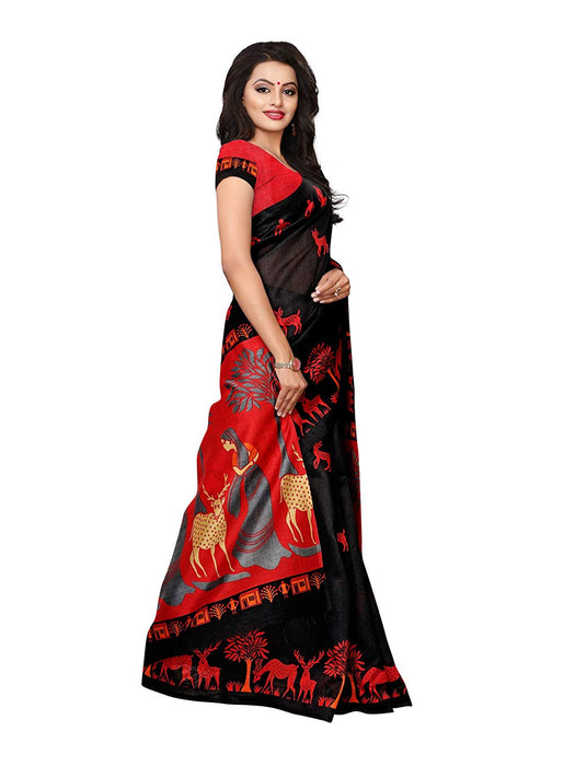 Black Color Poly Silk (Kashmiri Silk) Saree only in Bigswipe