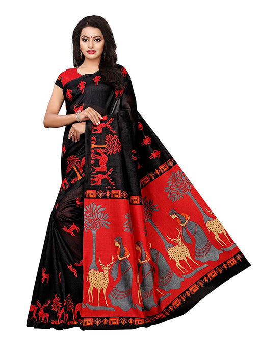 Black Color Poly Silk (Kashmiri Silk) Saree only in Bigswipe