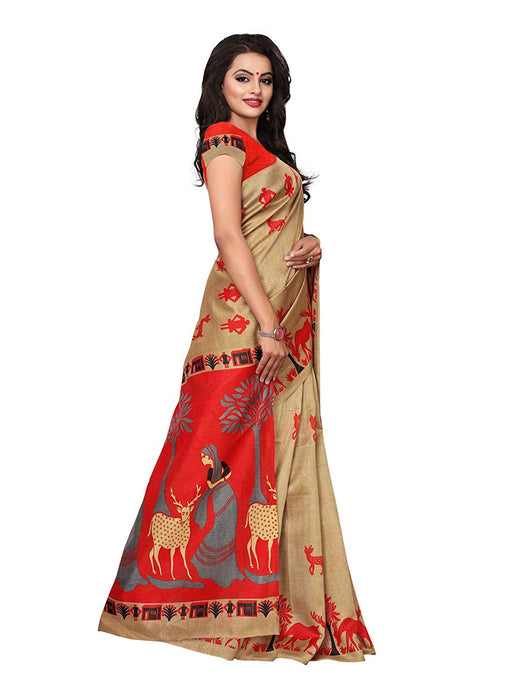 Beige Color Poly Silk (Kashmiri Silk) Saree only in Bigswipe