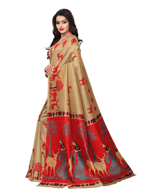 Beige Color Poly Silk (Kashmiri Silk) Saree only in Bigswipe