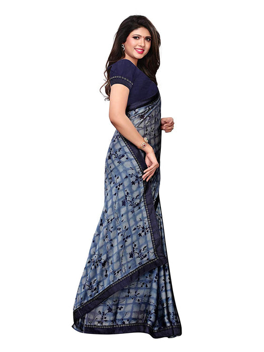 Navy Blue, Multi Color Chiffon Saree only in Bigswipe