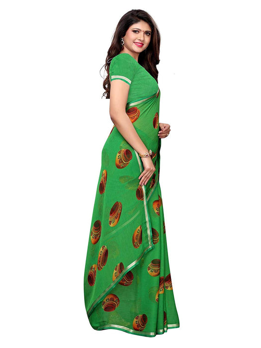 Green, Multi Color Chiffon Saree only in Bigswipe