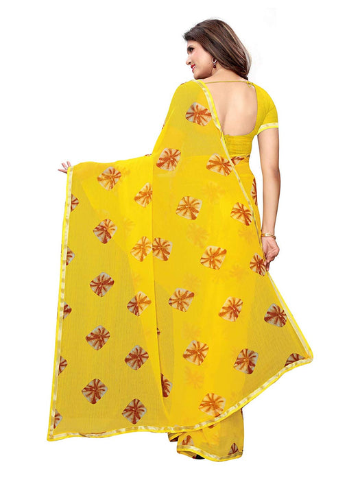 Yellow Color Chiffon Saree