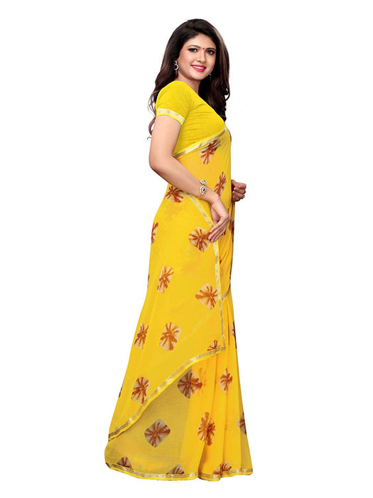 Yellow Color Chiffon Saree