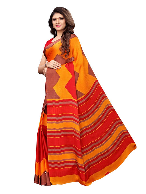 Maroon, Orange, Multi Color Satin Saree only in Bigswipe