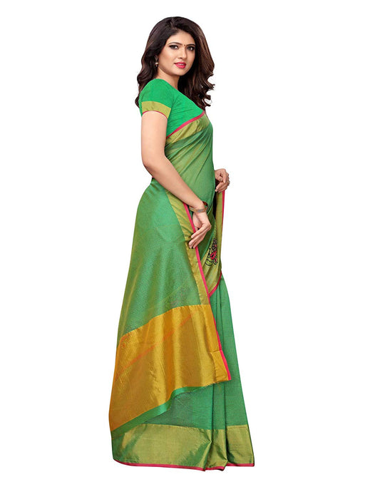 Green Color Cotton Silk Saree only in Bigswipe