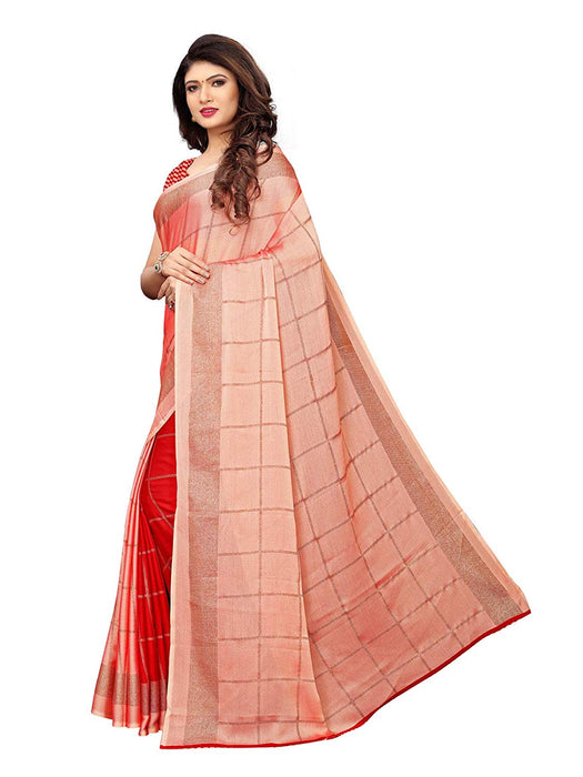 Red Color Shimmer Saree