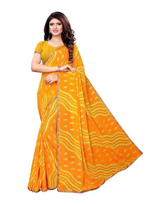 Yellow Color Chiffon Saree