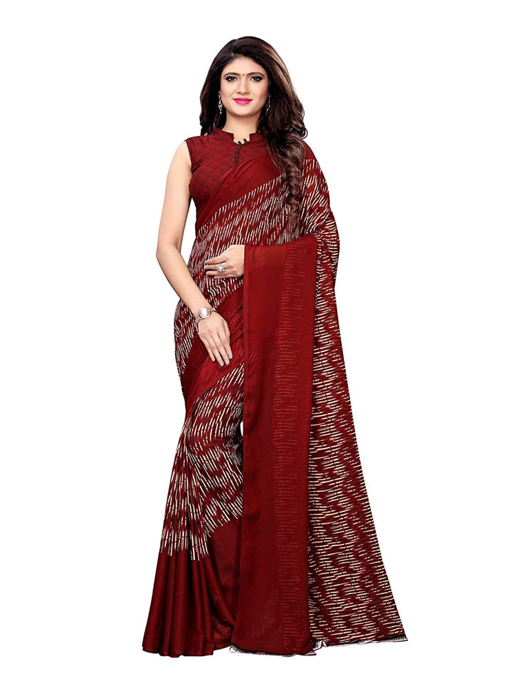 Maroon, Beige Color Georgette Saree only in Bigswipe