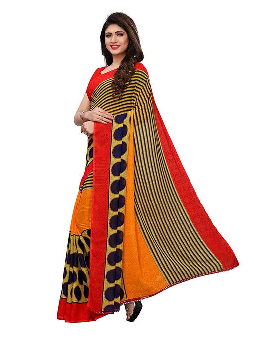 Orange, Navyblue, Multi Color Georgette Saree only in Bigswipe