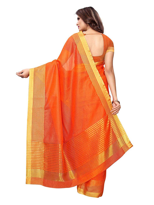 Orange Color Cotton Silk Saree only in Bigswipe