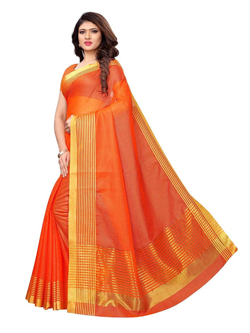 Orange Color Cotton Silk Saree only in Bigswipe