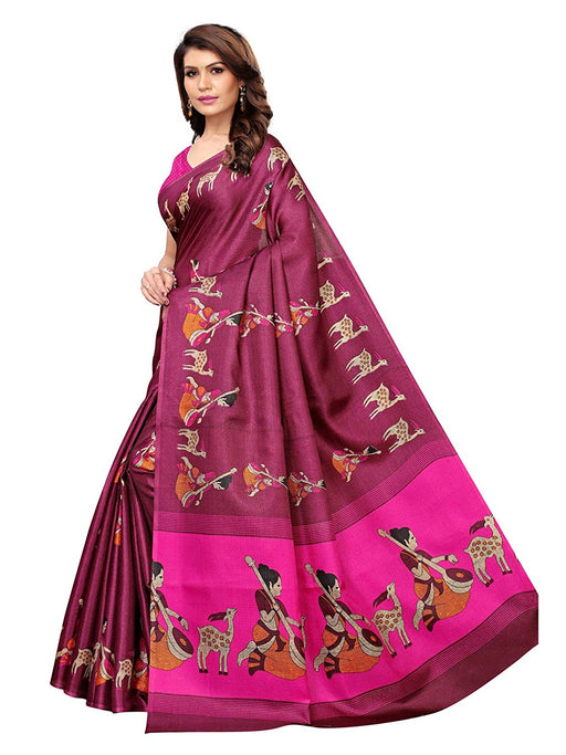 Purple, Magenta Color Khadi Silk (Art Silk) Saree