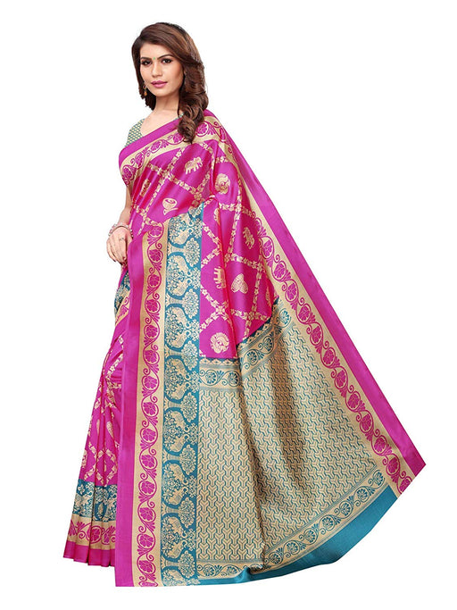 Magenta, Turquoise Color Art Silk Saree only in Bigswipe