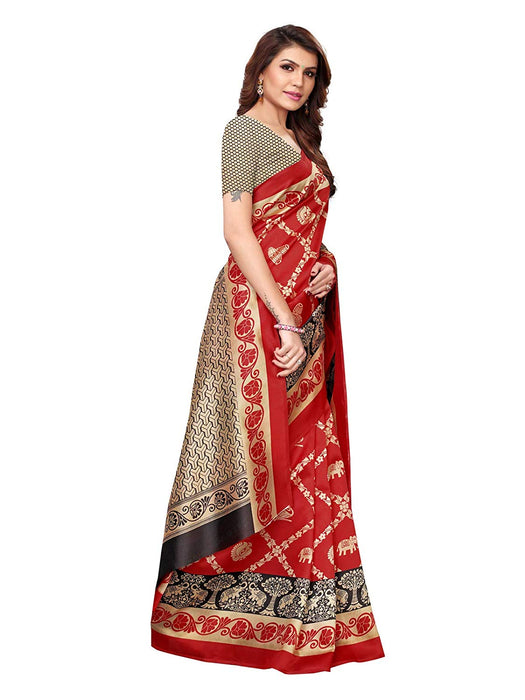Maroon, Black Color Art Silk Saree only in Bigswipe