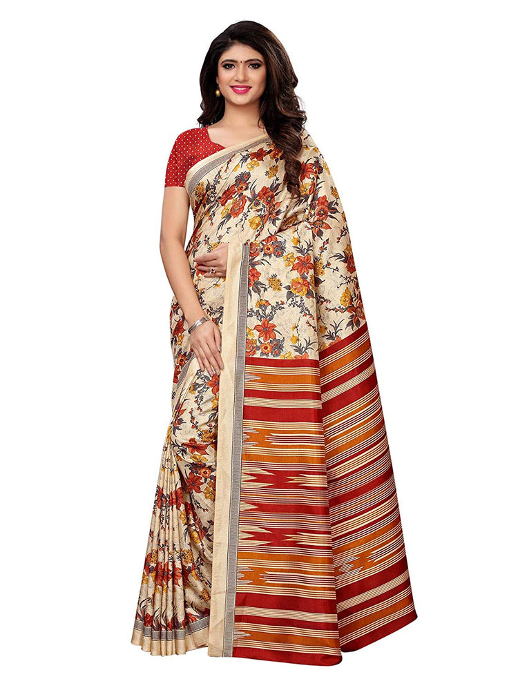 Beige, Multi Color Vichitra Silk (Art Silk) Saree only in Bigswipe