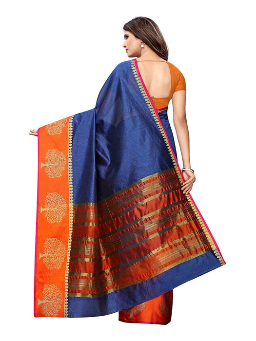 Navy Blue Color Poly Silk Saree only in Bigswipe