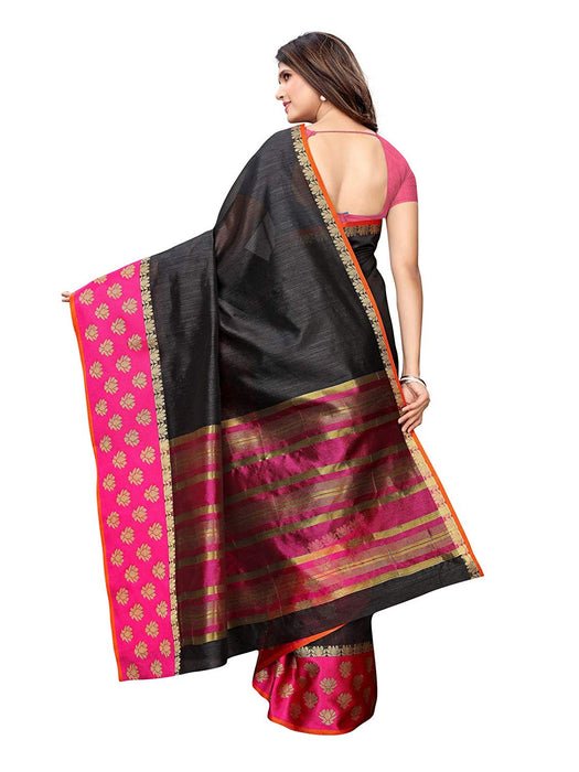Black Color Poly Silk Saree only in Bigswipe