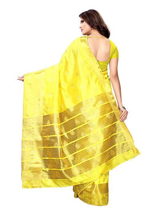 Yellow Color Poly Silk Saree