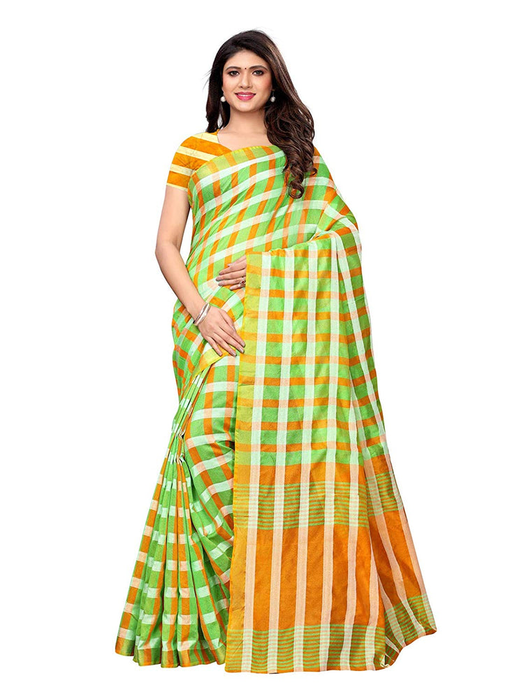 Green, Orange Color Poly Silk Saree only in Bigswipe