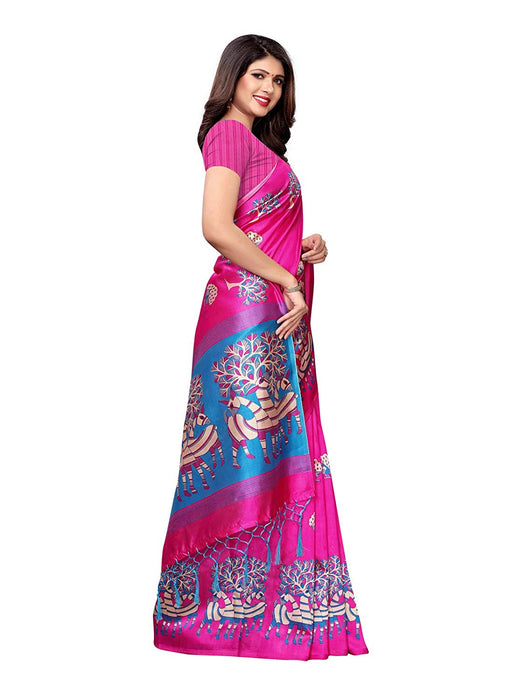 Pink, Blue, Multi Color Poly Silk Saree only in Bigswipe