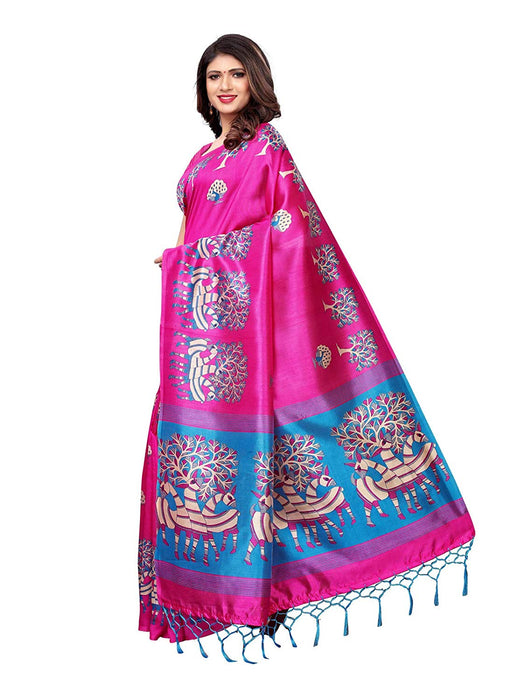 Pink, Blue, Multi Color Poly Silk Saree only in Bigswipe