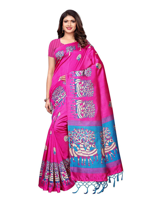 Pink, Blue, Multi Color Poly Silk Saree only in Bigswipe