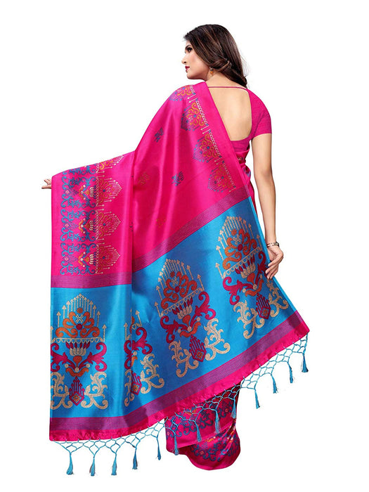 Pink, Blue, Multi Color Poly Silk Saree only in Bigswipe