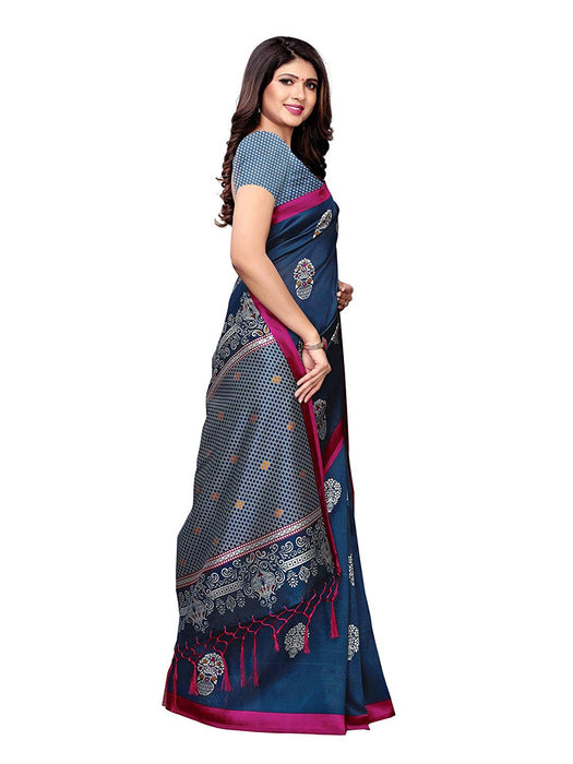 Turquoise, Multi Color Poly Silk Saree