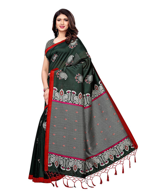 Green, Multi Color Poly Silk Saree only in Bigswipe