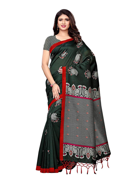 Green, Multi Color Poly Silk Saree only in Bigswipe