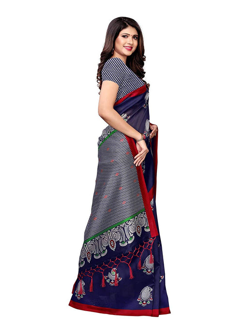 Navy Blue, Multi Color Poly Silk Saree only in Bigswipe