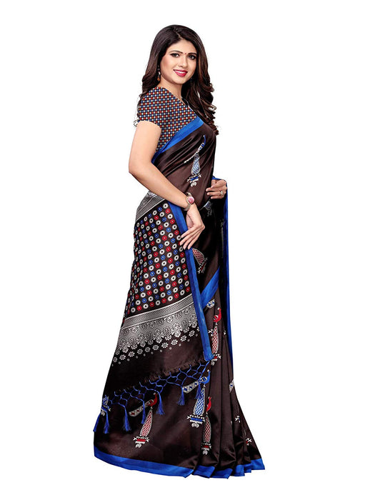 Brown (Coffee), Multi Color Poly Silk Saree only in Bigswipe