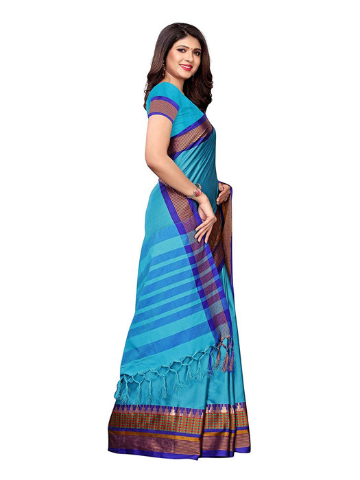 Turquoise, Purple Color Poly Silk Saree