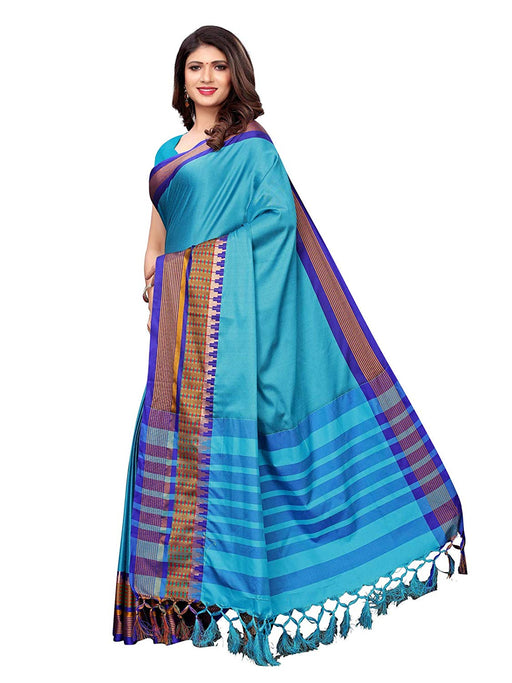 Turquoise, Purple Color Poly Silk Saree