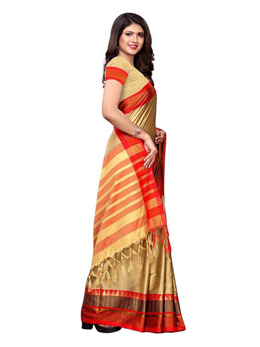 Beige, Maroon Color Poly Silk Saree only in Bigswipe