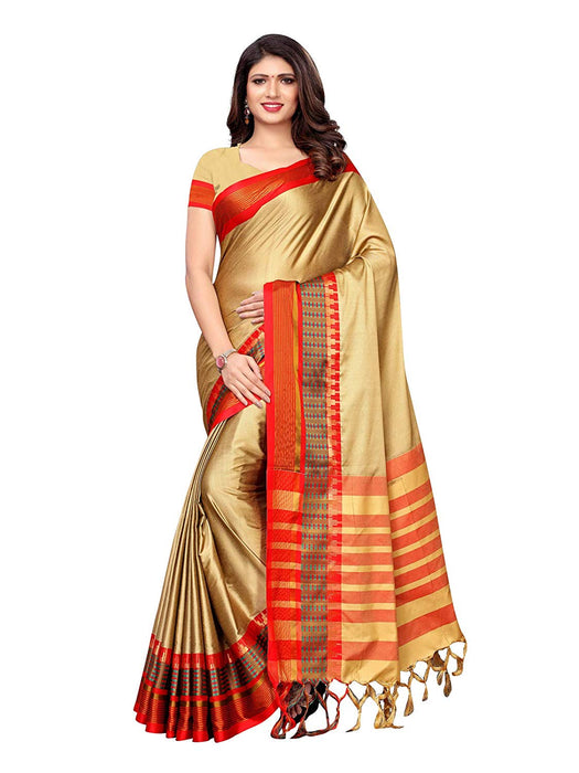 Beige, Maroon Color Poly Silk Saree only in Bigswipe