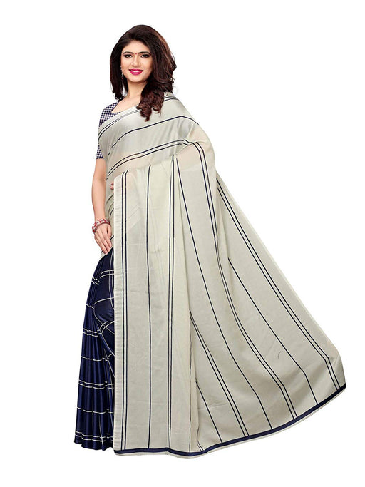 Navy Blue Color Shimmer (Chiffon) Saree only in Bigswipe