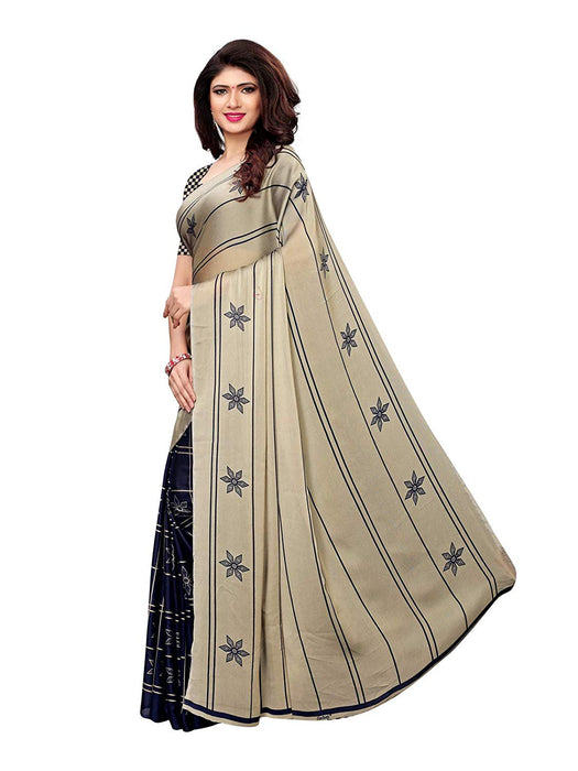 Navy Blue Color Shimmer (Chiffon) Saree only in Bigswipe