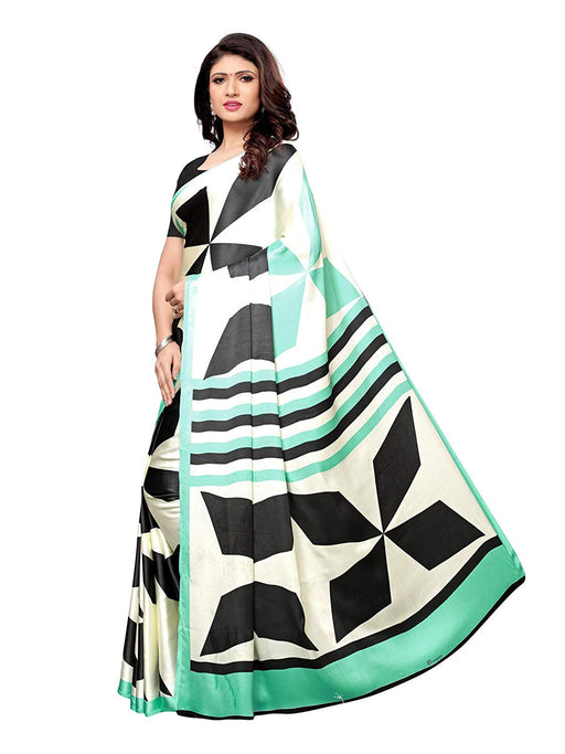 Off White,Turquoise, Multi Color Satin Saree only in Bigswipe