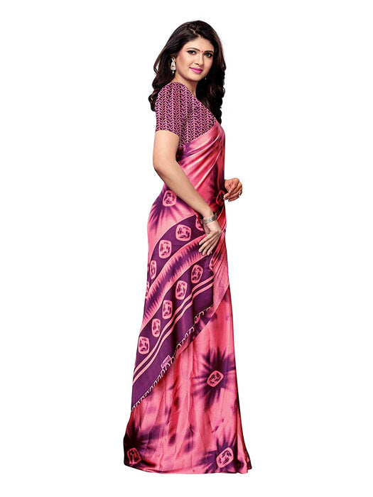 Peach, Purple Color Satin Saree only in Bigswipe