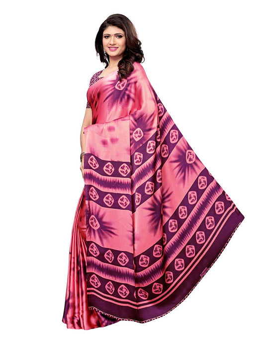 Peach, Purple Color Satin Saree only in Bigswipe