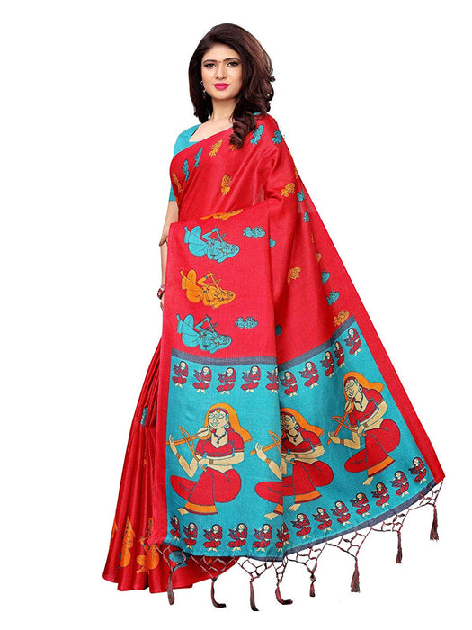 Maroon, Turquoise Color Art Silk Saree only in Bigswipe