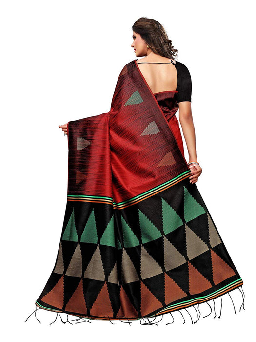 Maroon, Black Color Tussar Silk (Art Silk) Saree only in Bigswipe