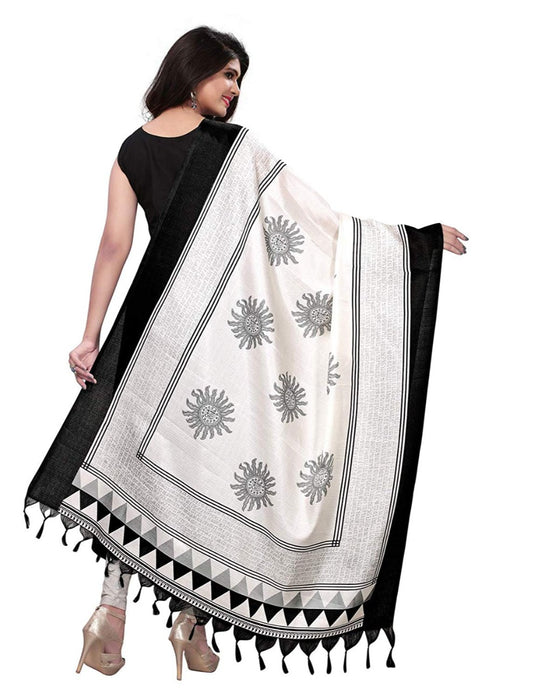 Black, White Color Bhagalpuri Dupatta only in Bigswipe