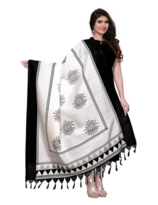 Black, White Color Bhagalpuri Dupatta only in Bigswipe