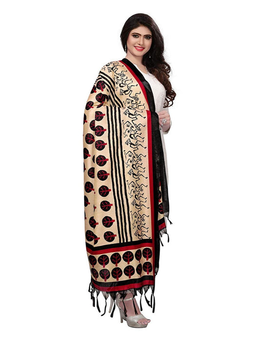 Biege, Black, Red Color Bhagalpuri Dupatta only in Bigswipe