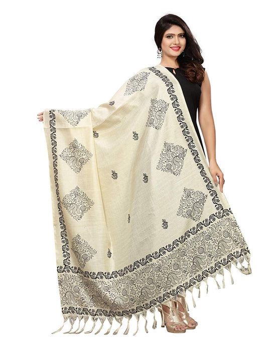 Biege, Black Color Bhagalpuri Dupatta only in Bigswipe